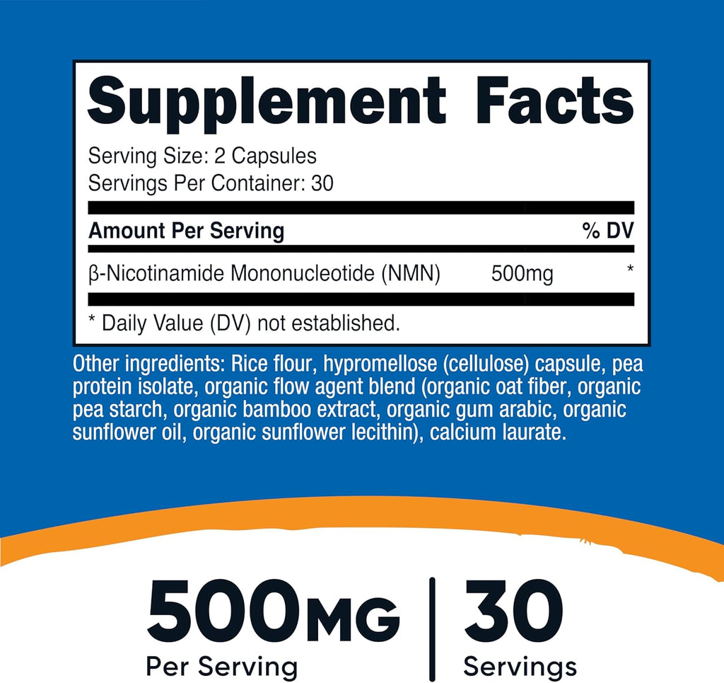 Nutricost NMN (Nicotinamida Mononucleótido) 500mg – 60 Cápsulas