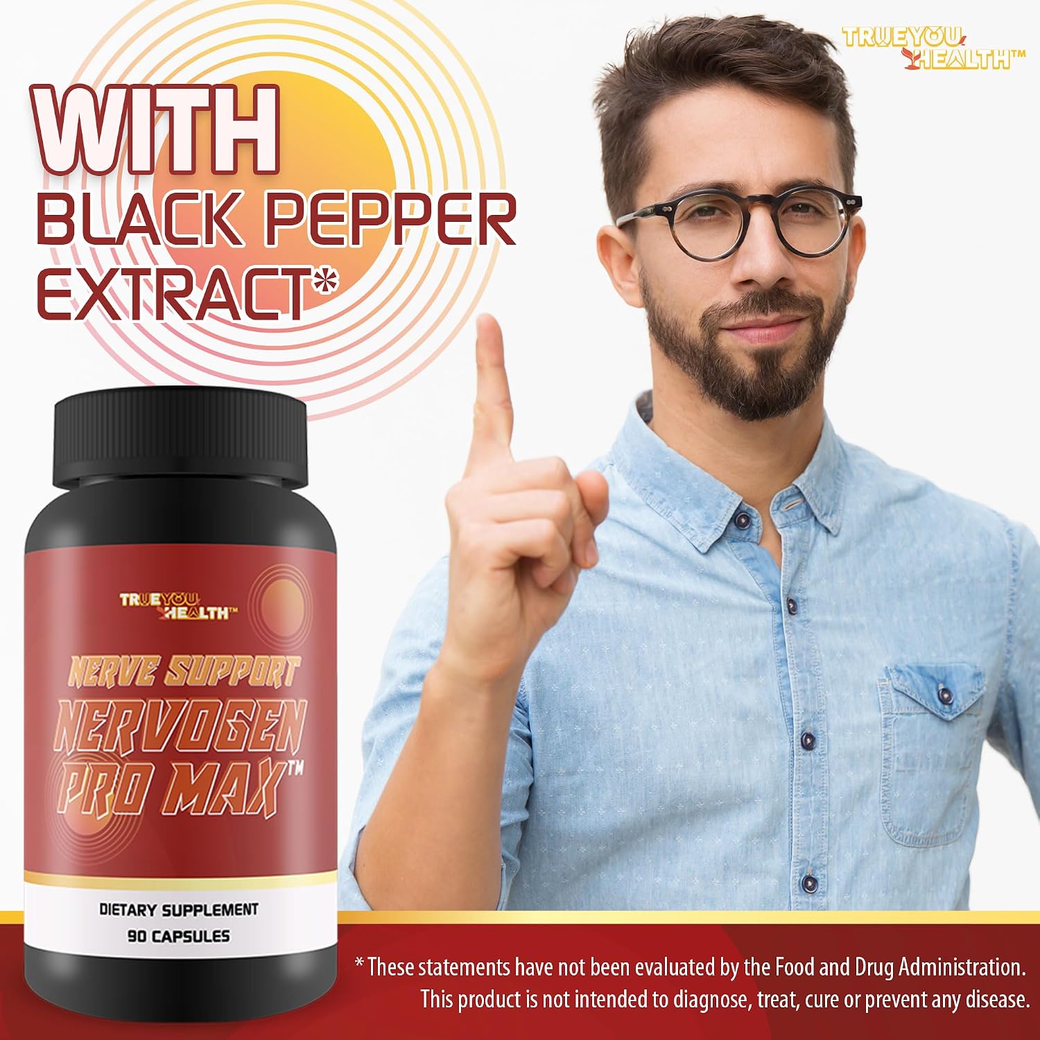 Nerve Support Nervogen Pro Max - Fórmula Premium para la Salud Nerviosa con Vitamina C, D y Cúrcuma