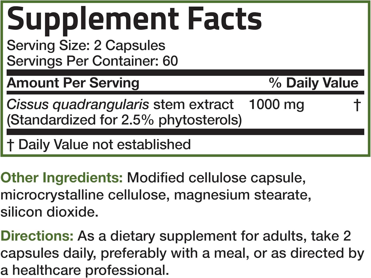 Bronson Cissus Quadrangularis Extract 1000 mg, 120 Cápsulas Vegetarianas