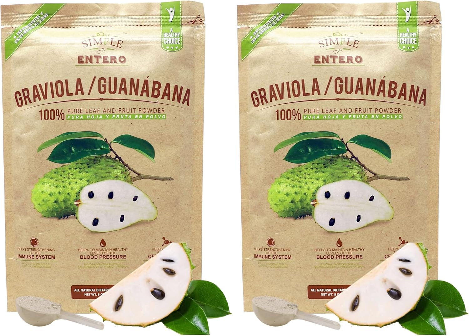 Graviola (Guánábana) en Polvo 100% Pura - Hoja y Fruta - 227 g (8 oz)