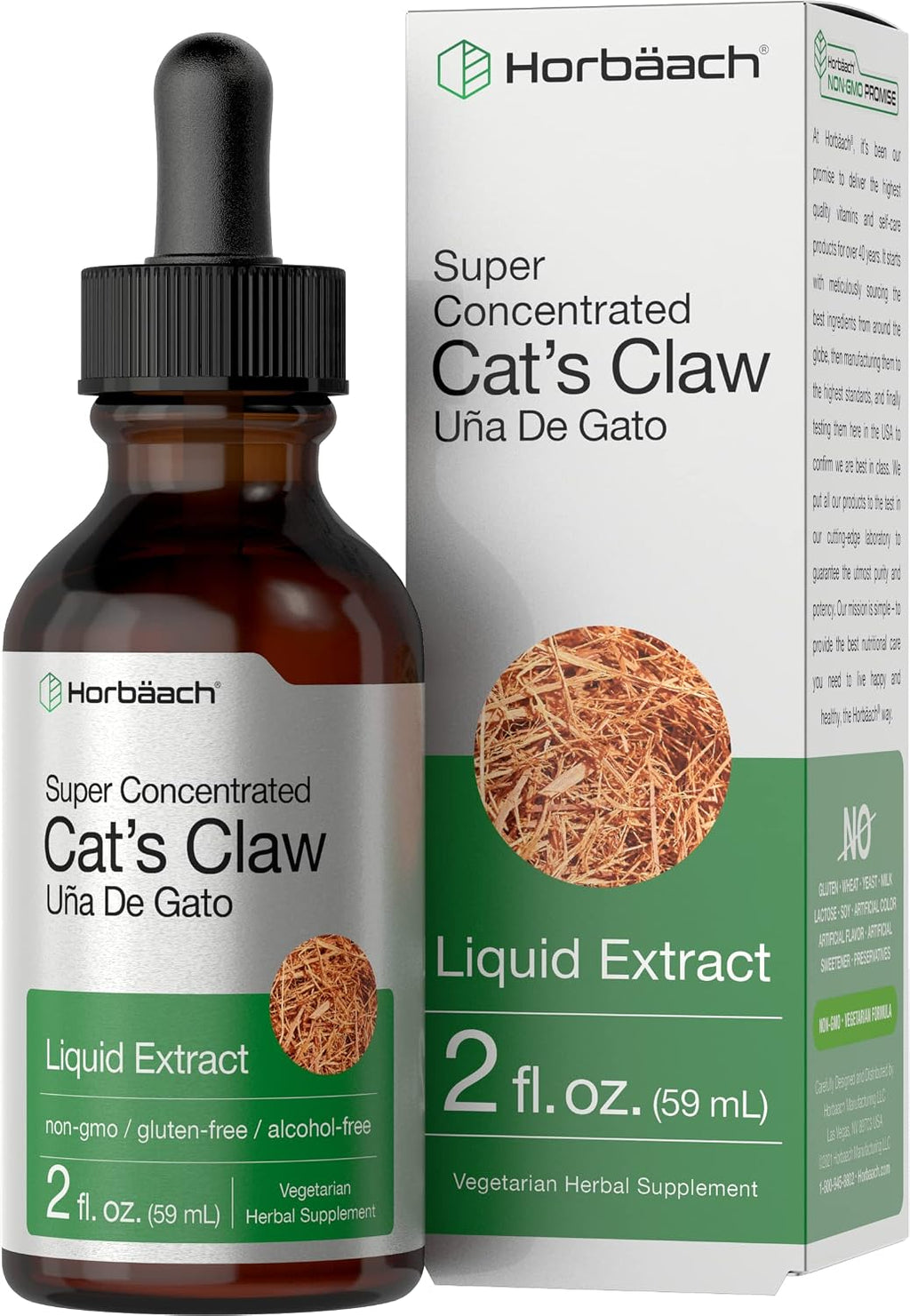 Horbäach Extracto de Uña de Gato en Gotas | 60 ml | Sin Alcohol | Vegano | No GMO