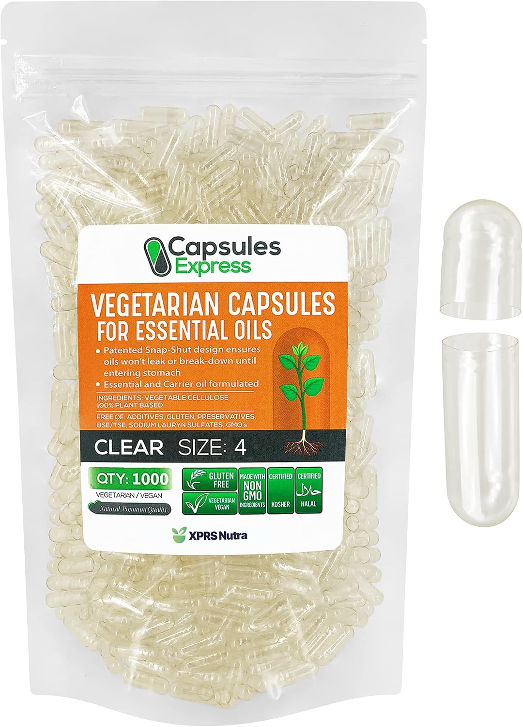 XPRS Nutra Cápsulas Veganas Vacías Tamaño 4 - 1000 unidades
