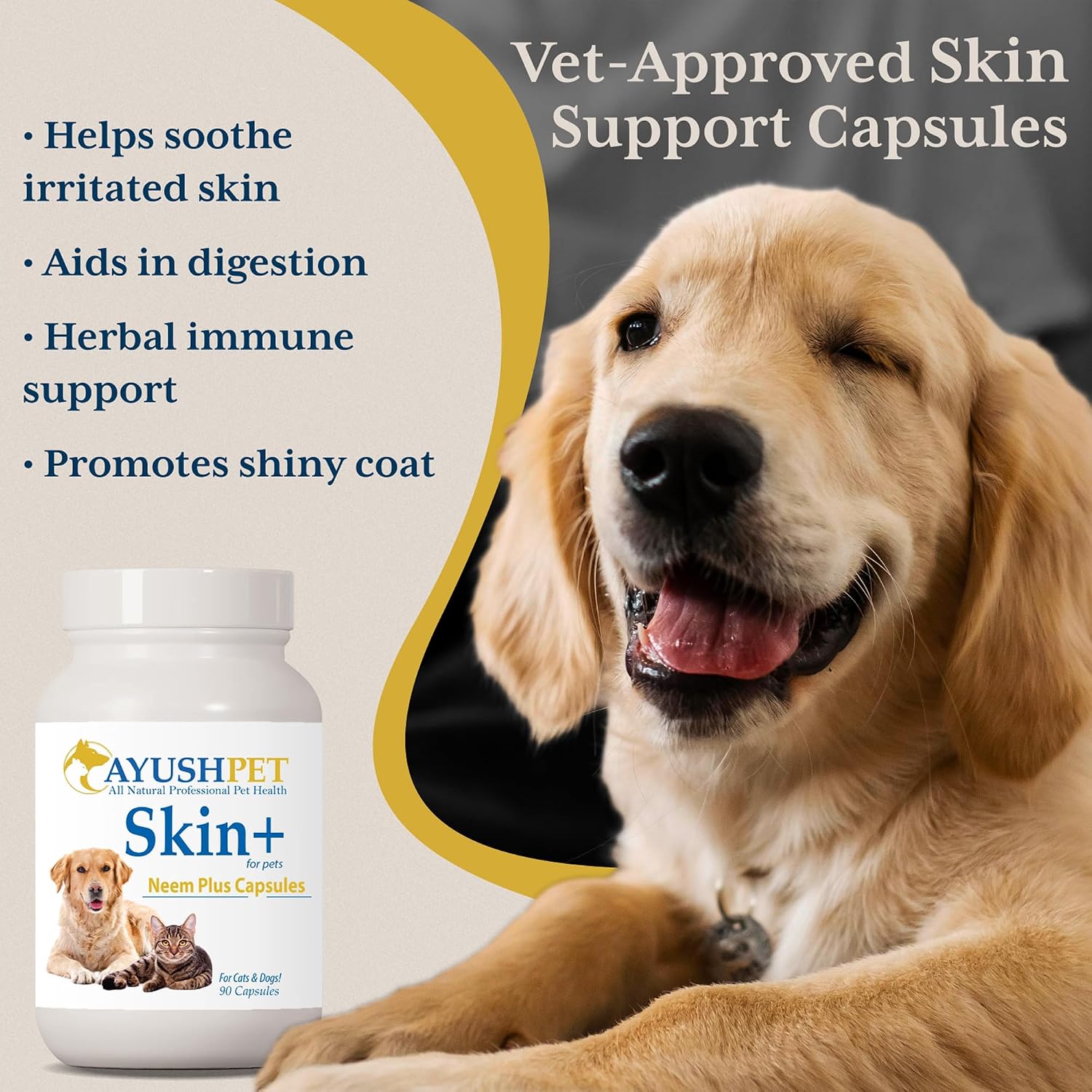 Ayush Pet Neem Plus - Suplemento de Neem para Perros - 90 Cápsulas
