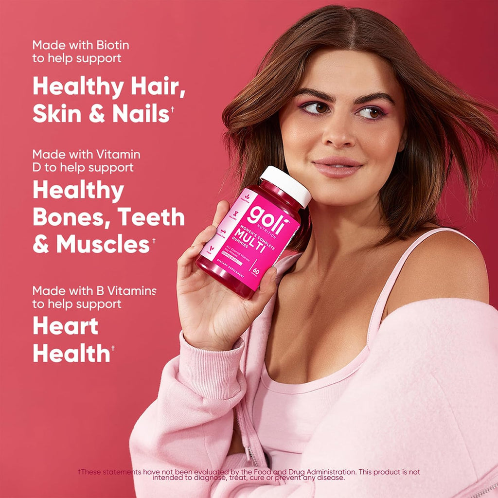 Goli Women's Multi Gummies - Multivitamínico Diario Completo para Mujeres con 13 Vitaminas Esenciales, Biotina, Zinc - Vegano, Sin Gluten - 60 Gominolas (Paquete de 2)