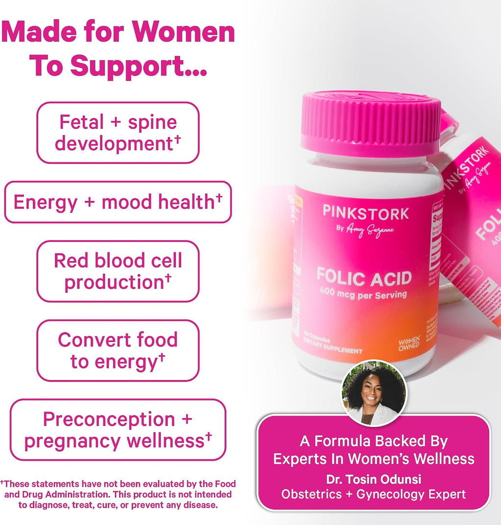 Pink Stork Ácido Fólico 400 mcg – 30 Cápsulas Vegetarianas