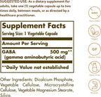 Solgar GABA 500 mg, 100 Cápsulas Vegetales