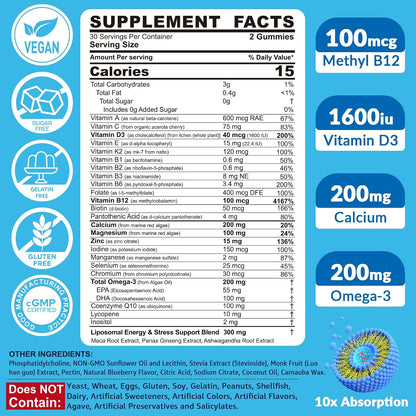 Multivitamínico Metilado para Hombres en – Vitamina D3: contribuye a la absorción y utilización normal del calcio – Image 2