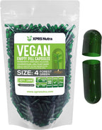 Cápsulas Vacías Veganas Tamaño 4 - 1000 Unidades - XPRS Nutra (Verde Bosque)