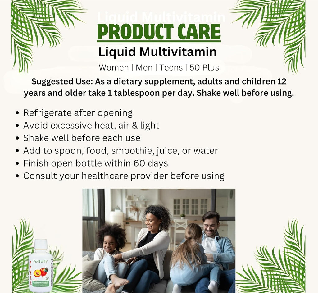 Go Healthy Complete Liquid Multivitamin | Vegan | 32 Doses | Mango and Peach Flavor