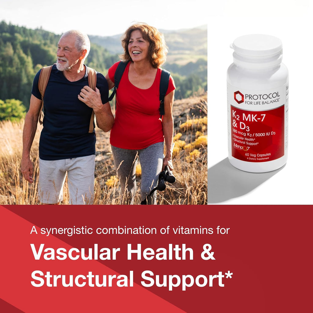 PROTOCOL FOR LIFE BALANCE Vitamina D3 5000 UI con K2 MK-7 180 mcg - 60 Cápsulas Veganas