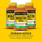 MASON NATURAL Niacina 500 mg Sin Enrojecimiento, 60 Cápsulas (Pack de 3)