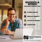 Nootropics Depot Rhodiola Rosea Cápsulas | 500mg | 3% Rosavins | 60 Cápsulas | Extracto Estandarizado