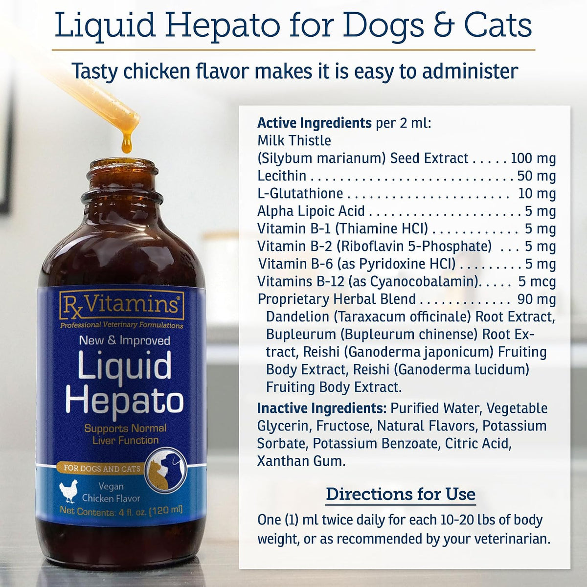 Rx Vitamins Liquid Hepato - Suplemento – Perros grandes (más de 20 kg): 2 ml dos veces al día. – Image 6