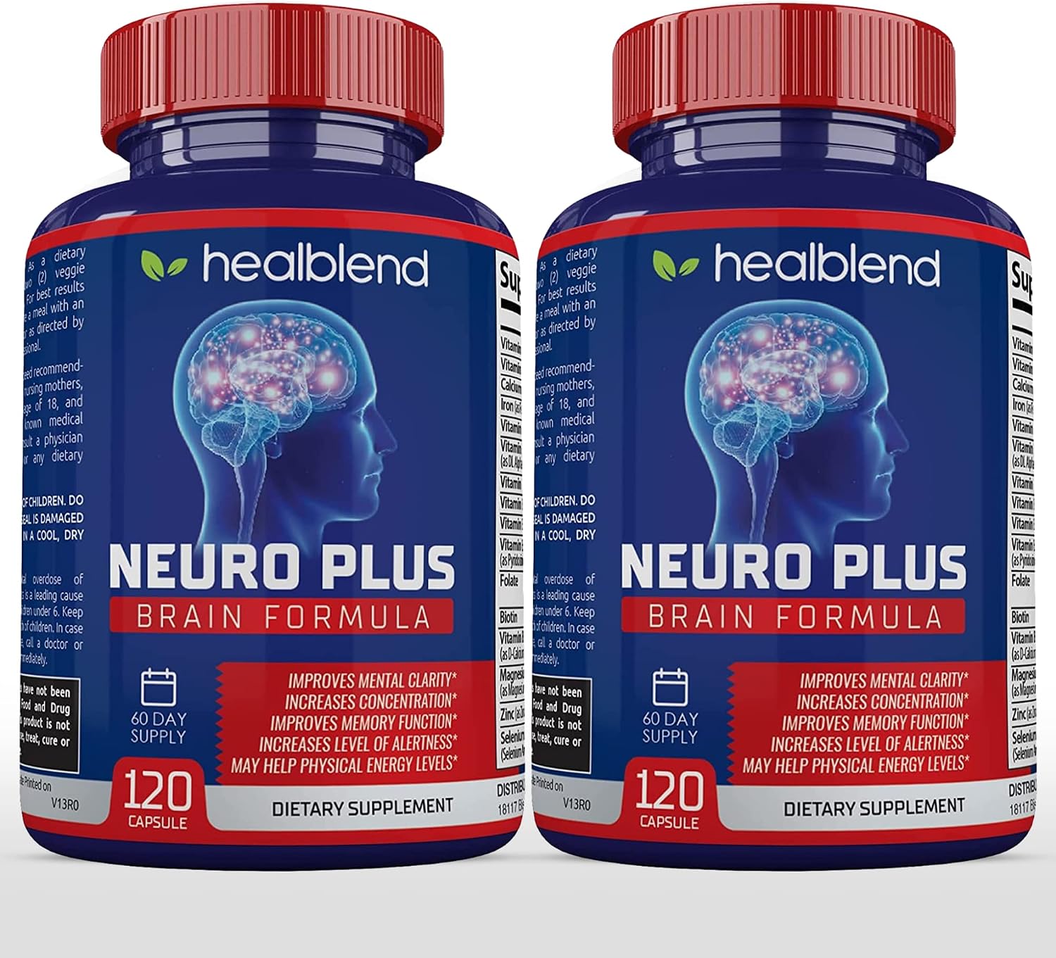 Neuro Plus Brain & Focus Formula - Nootrópico para Cerebro, Concentración y Claridad Mental - 120 Cápsulas