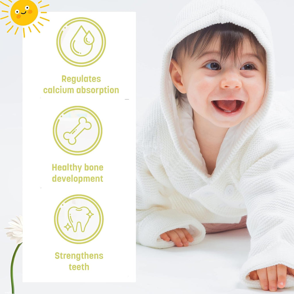 GreenPeach Gotas Orgánicas de Vitamina D para Bebés e Infantes - Vegetariano, Sin Azúcar ni Saborizantes, No GMO - Pack de 1