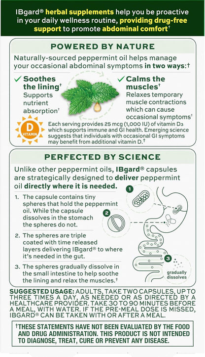 IBgard con Vitamina D, Cápsulas de Aceite de Menta, 48 Cápsulas – Image 7