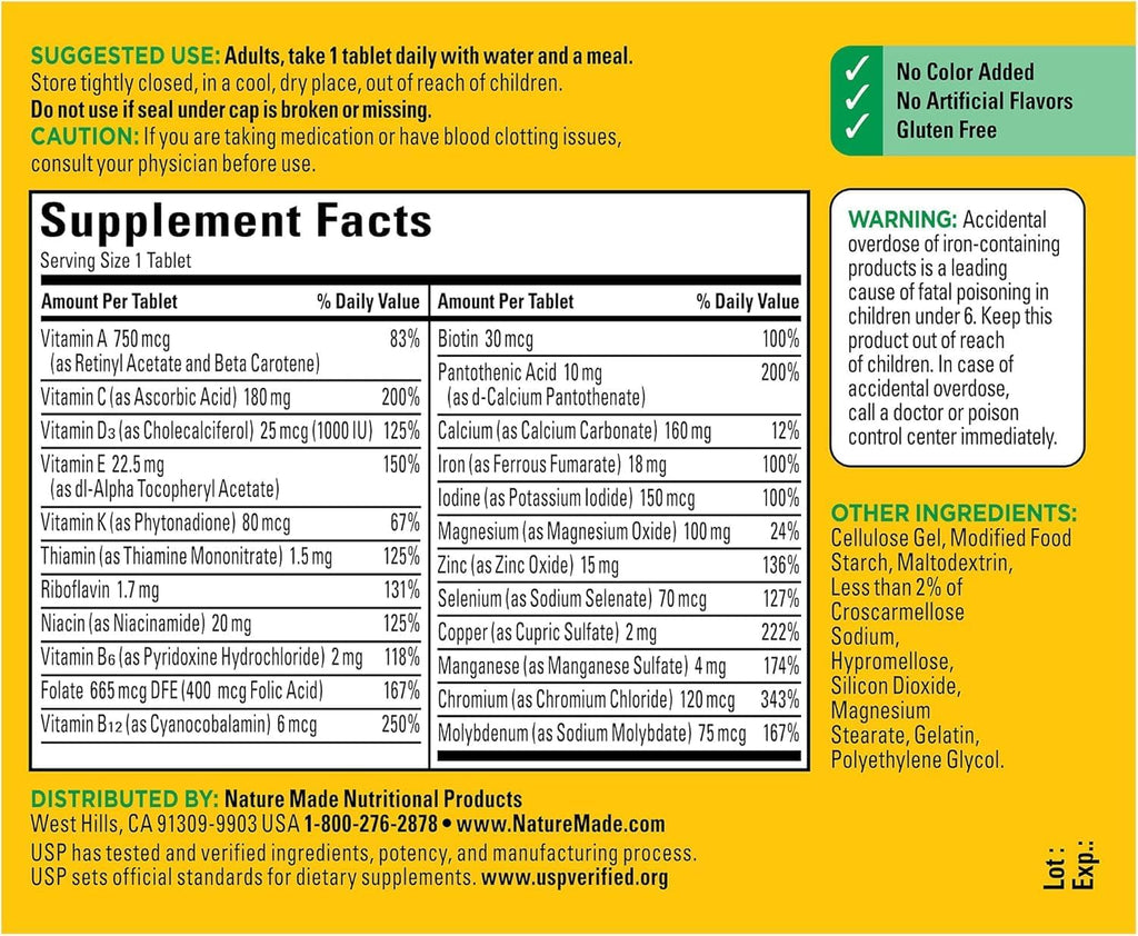 Nature Made Multi Complete Tablets - 130 Tablets (2-Pack)