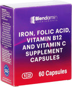 Blendamin Hierro Gluconato Ferroso con Vitaminas B12, Ácido Fólico y Vitamina C - 60 Cápsulas