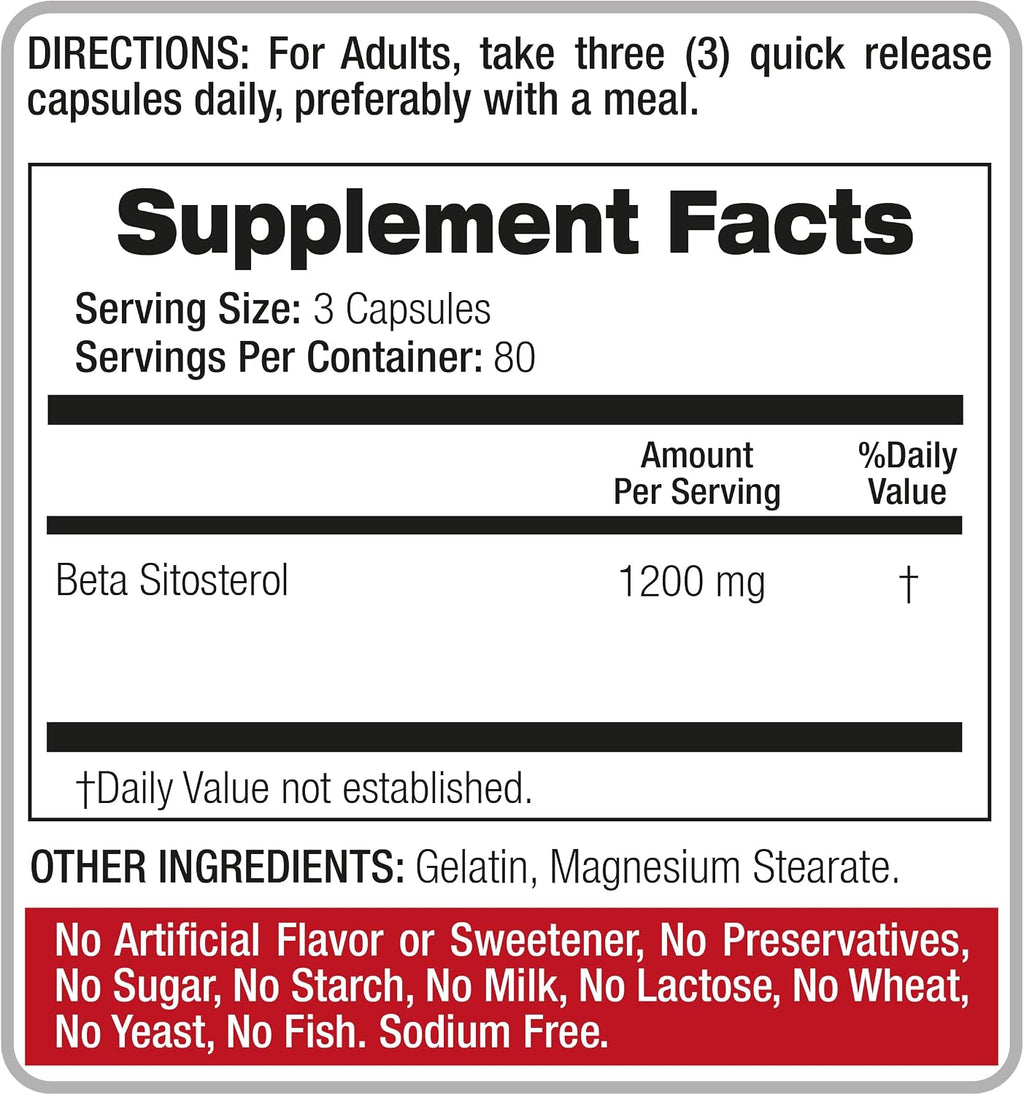 FITO MEDIC'S Lab Beta-sitosterol 1200 mg | 240 Cápsulas | Esteroles Vegetales