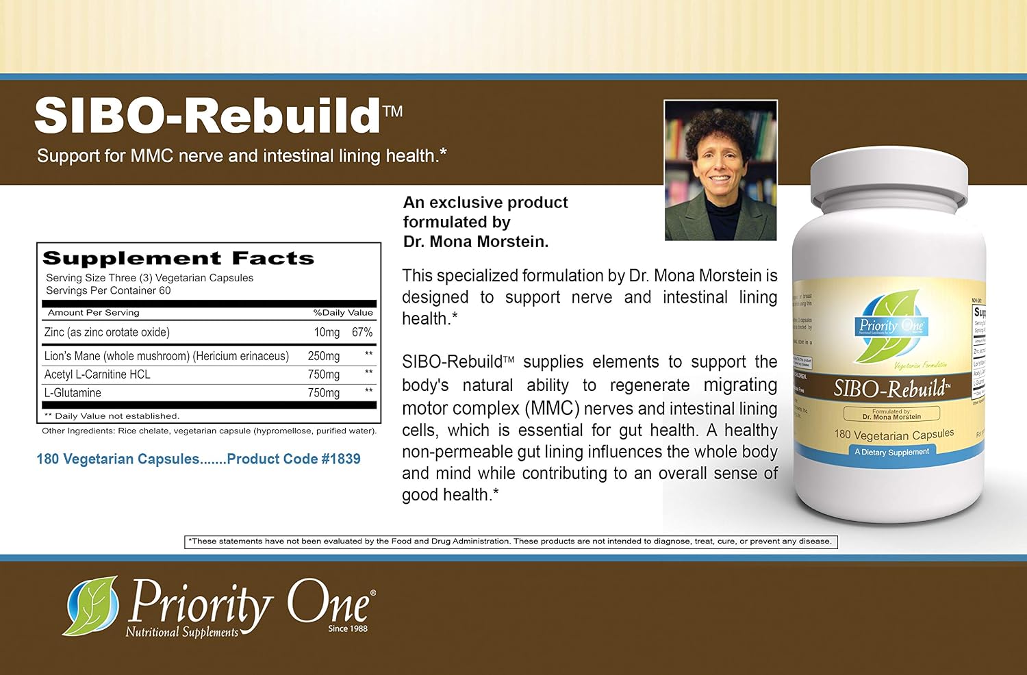 Priority One Vitamins SIBO-Rebuild 180 Cápsulas Vegetarianas