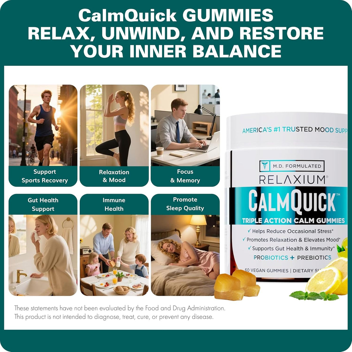 Relaxium Calm Gummies - Gominolas para la Calma, Salud Intestinal y Apoyo Inmune, con Vitamina B6, Magnesio, L-Teanina y – Image 6