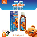 All in Multivitamin Kids Syrup – Black Elderberry Flavored, Inositol, Zinc, Vitamin C, Daily Liquid Multivitamin for Kids Immune, Growth, Appetite, Energy – 150 ml / 5 fl oz