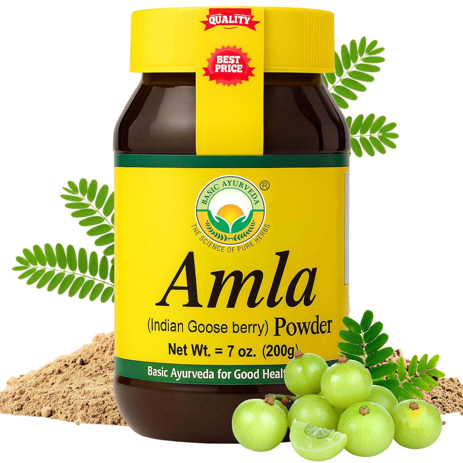 BASIC AYURVEDA Polvo de Amla - 200g (7.05 oz) - 100% Grosella India Natural y Pura