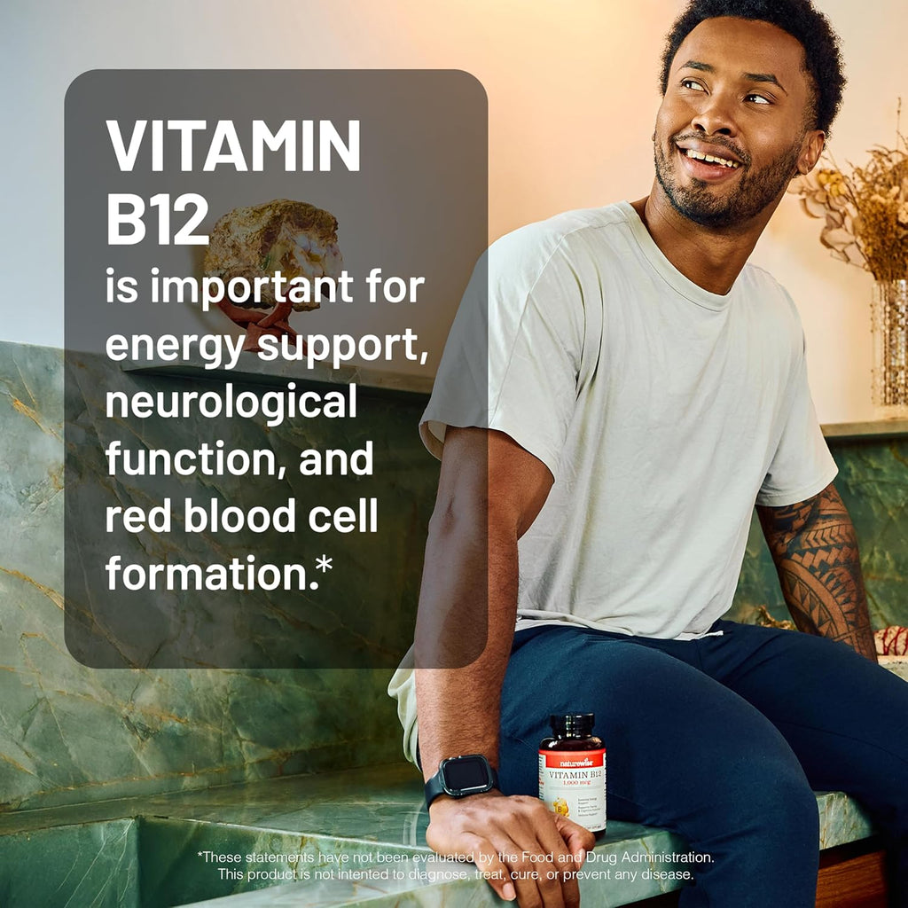 NatureWise Vitamina B12 1000 mcg - Complemento Alimenticio para el Metabolismo Energético y la Salud del Sistema Nervioso - 60 Cápsulas Blandas