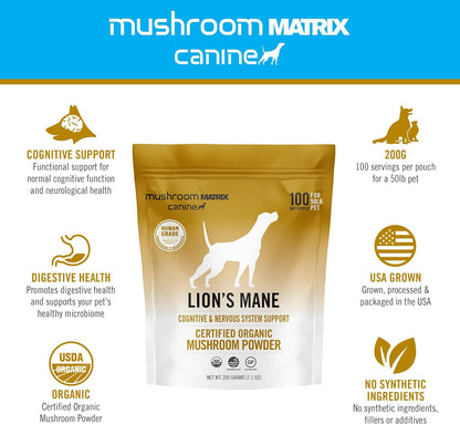 Om Mushroom Matrix Polvo de Melena de León para Mascotas, 200g – Image 3