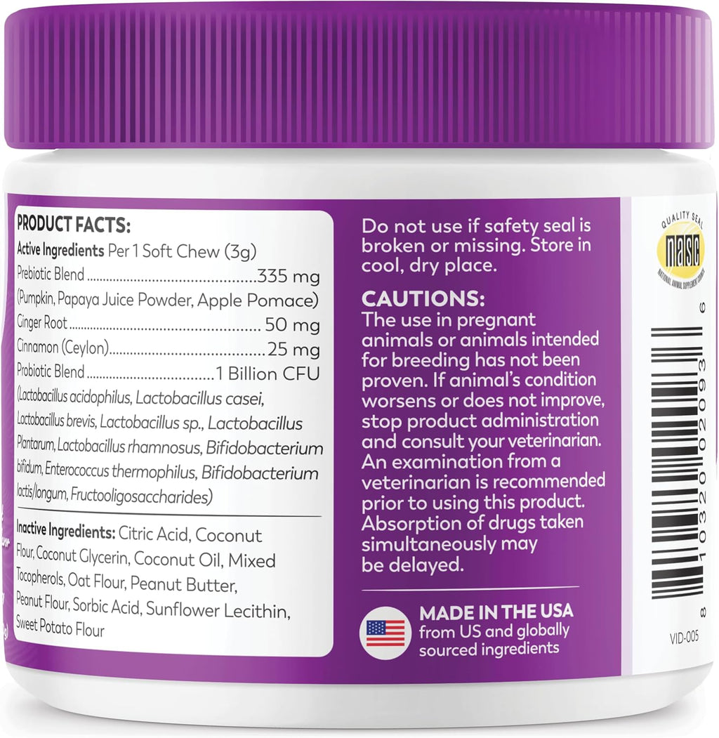Dr. Harvey's Masticables Probióticos Digestivos para Perros, 9 Probióticos, Sabor a Mantequilla de Cacahuete (90 Masticables)