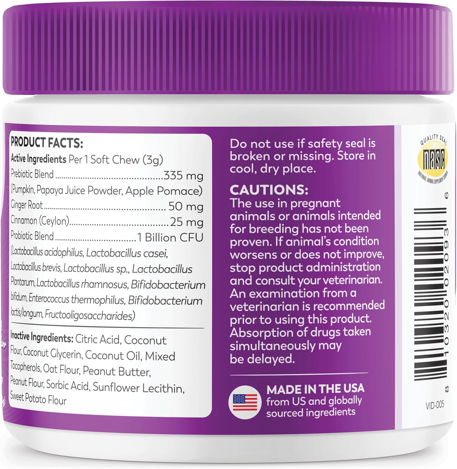 Dr. Harvey's Masticables Probióticos Digestivos para Perros, 9 Probióticos, Sabor a Mantequilla de Cacahuete (90 Masticables)