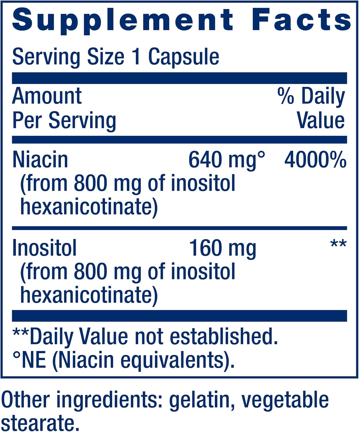 Life Extension No Flush Niacin - Vitamina B3 sin Rubor, 100 Cápsulas