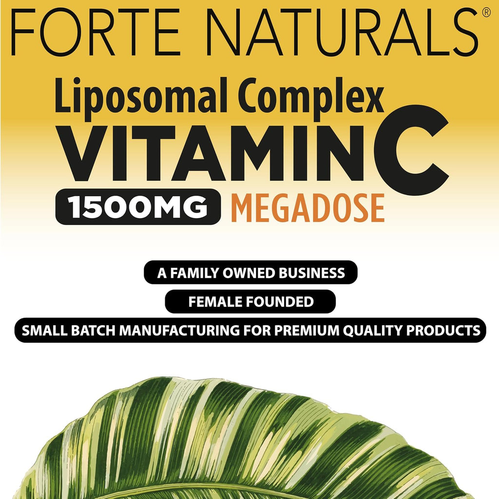 Forte Naturals Vitamina C Liposomal 1500mg con Lecitina de Girasol - 180 Cápsulas Veganas