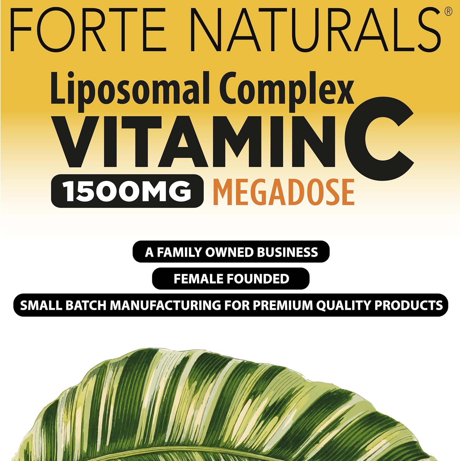 Forte Naturals Vitamina C Liposomal 1500mg con Lecitina de Girasol - 180 Cápsulas Veganas