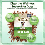 Pet Naturals Scoot Bars, Suplemento de Fibra para Perros, Calabaza y Extracto de Alerce, Apoyo para Glándulas Anales, Heces Firmes, Barritas Sabor Pato, 30 Unidades