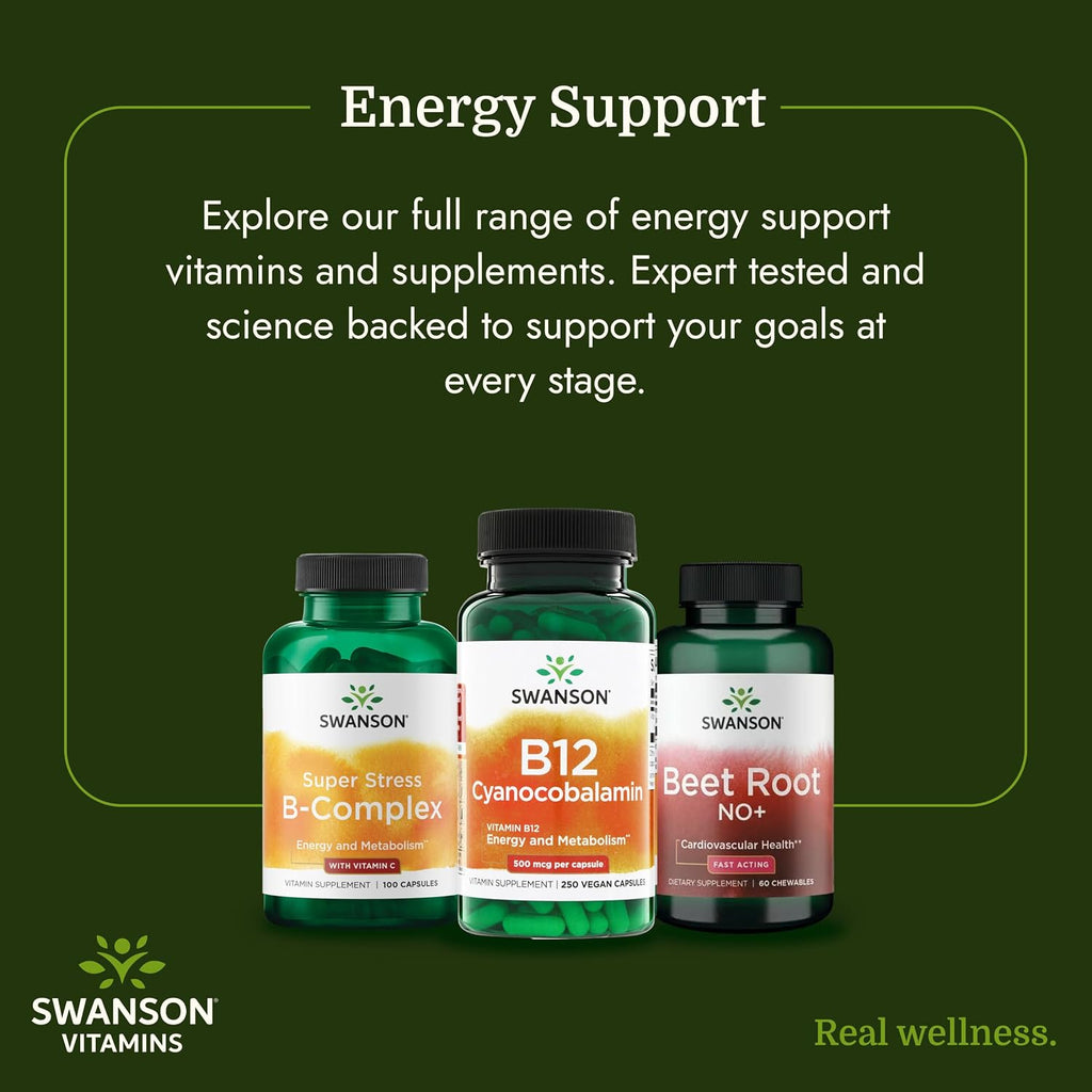 Swanson Vitamina B12 Cianocobalamina 500 mcg (250 Cápsulas Veganas)