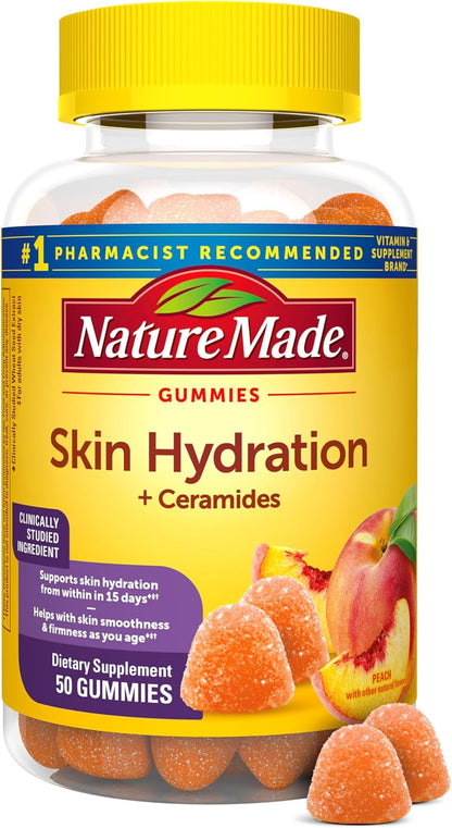 Nature Made Gominolas de Hidratación para la Piel con Ceramidas de Origen Vegetal, Biotina y Vitamina C, 50 Gominolas (25 – Image 1