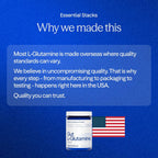 Essential Stacks Gut L-Glutamine Powder - Polvo de L-Glutamina Pura para la Salud Intestinal (60 Dosis, Sin Sabor)