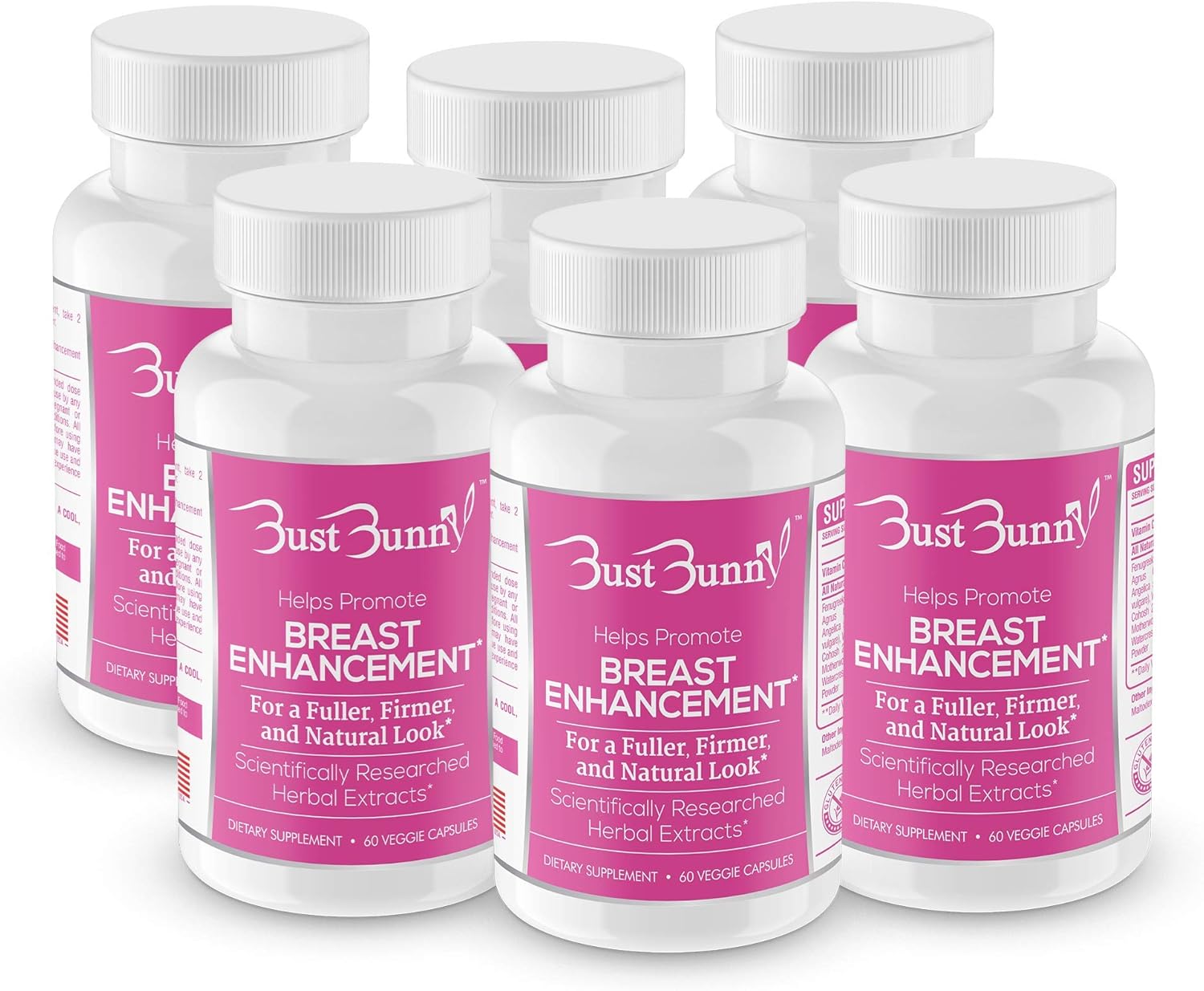 Bust Bunny Herbal Breast Enhancement Pills with Vitamin C - 3 Month Supply