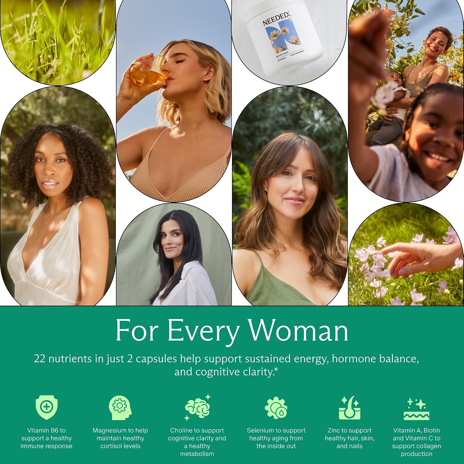 Needed. Multivitamínico para Mujeres con 22 Vitaminas, Minerales y Antioxidantes