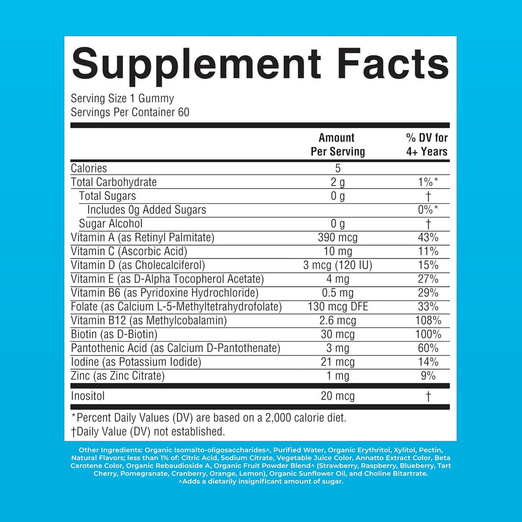 MaryRuth's Kids Multivitamin Gummies - Multivitamínico infantil sin azúcar, 60 gominolas