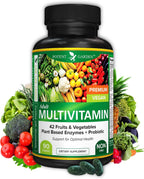 Potent Garden Multivitamínico para Hombres y Mujeres – 42 Frutas y Verduras, Probióticos y Enzimas, Complemento Alimenticio Diario, 90 Comprimidos