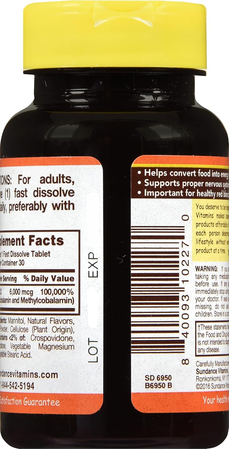 Sundance Ultra B-12 6000 mcg - Complemento alimenticio de vitamina B12