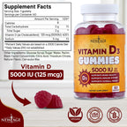 New Age Vitamina D3 5000 UI Gomitas - Suplemento Inmunológico, Sin Gluten, Sin Gelatina, Sabor Natural (180 Gomitas)