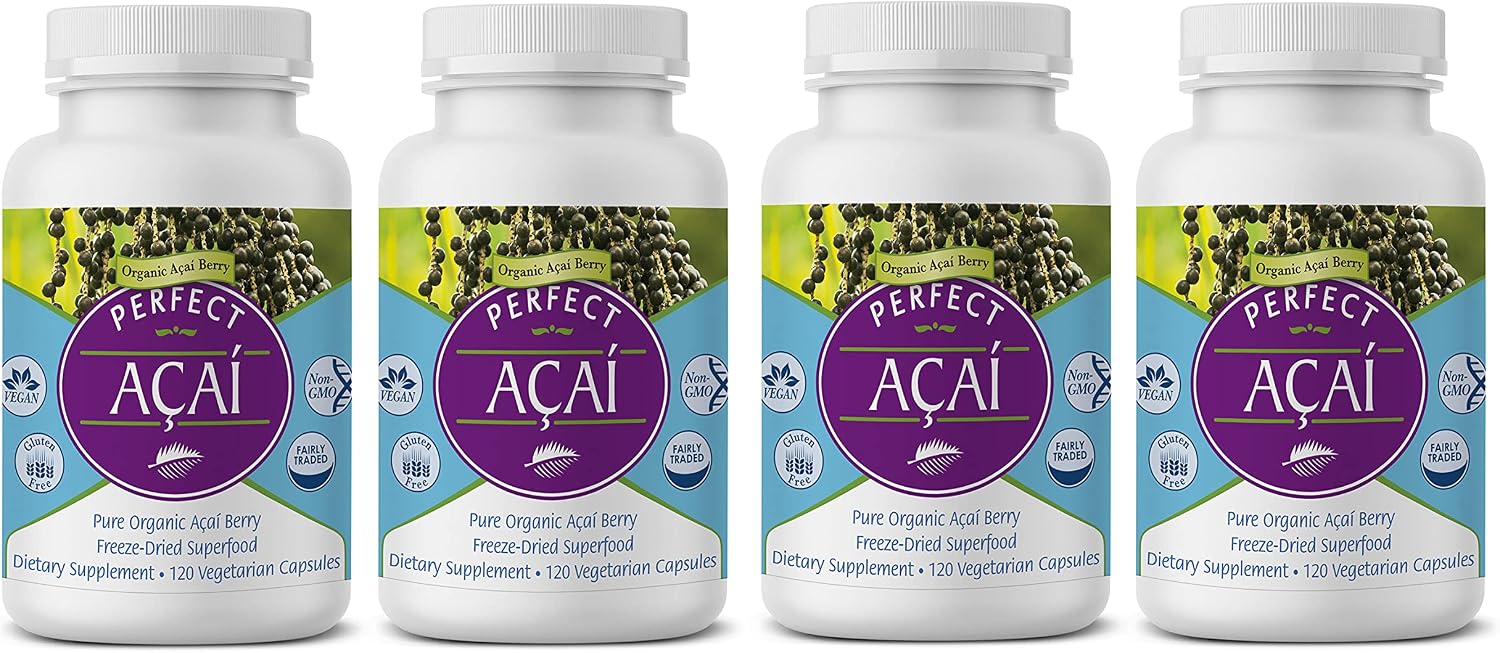 Perfect Acai – 120 Cápsulas – Suplemento Orgánico de Bayas de Acai Liofilizadas