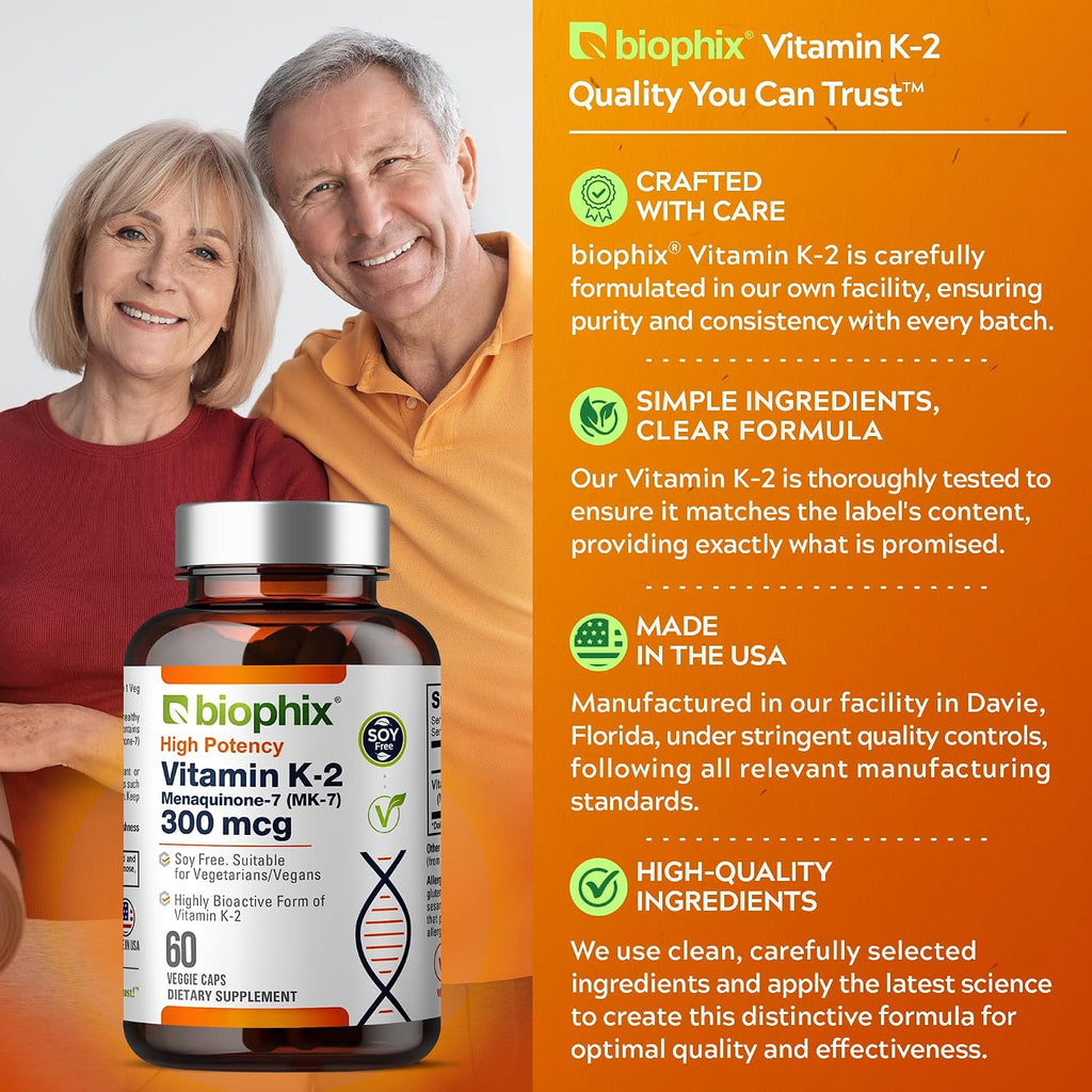 biophix Vitamina K2 MK-7 300mcg, 60 Cápsulas Veganas
