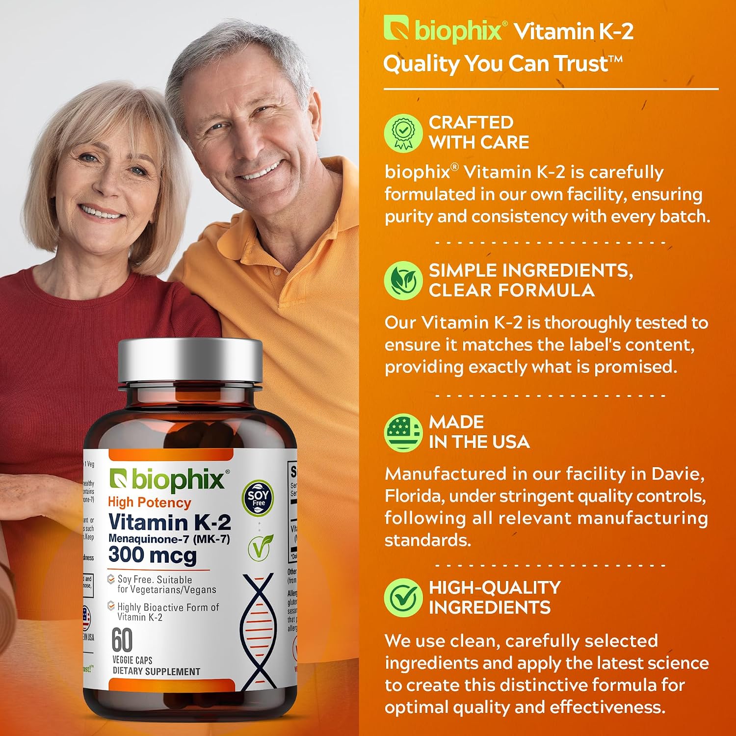 biophix Vitamina K2 MK-7 300mcg, 60 Cápsulas Veganas
