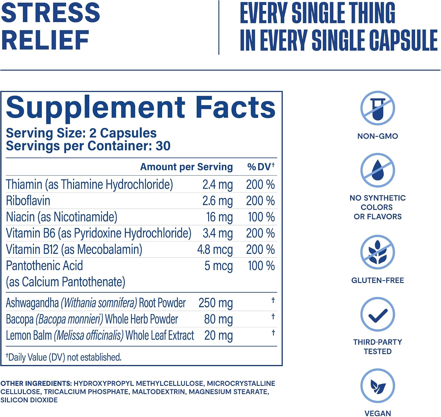 Habit Stress Relief Supplement (60 Cápsulas) - Apoya la Relajación y el Equilibrio del Estado de Ánimo, con Vitaminas B y Adaptógenos
