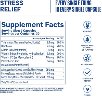 Habit Stress Relief 2 Pack (120 Cápsulas) - Alivio del Estrés, Vitaminas B y Adaptógenos – Image 8
