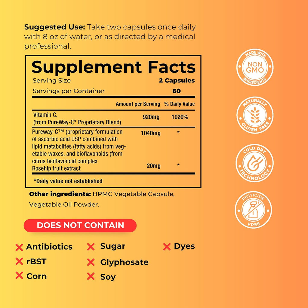Vital C-LD - Vitamina C Liposomal - 530mg Cápsulas - 120 Unidades